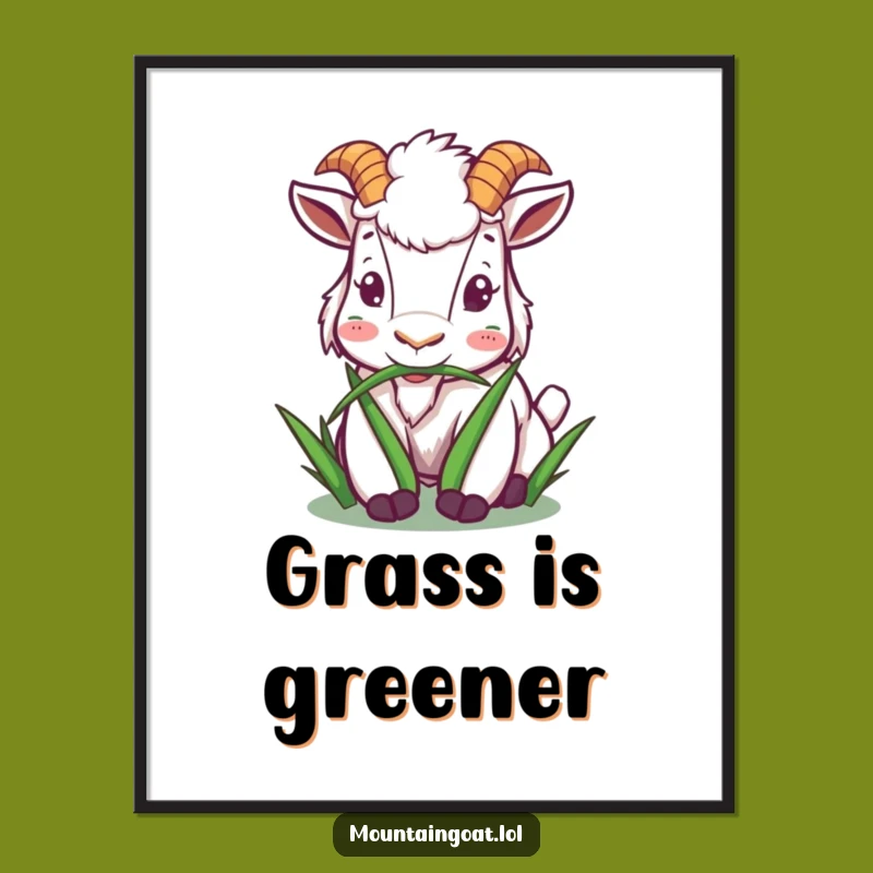 Funny Goat Munching Digital Print: Instant Peace for Your Walls