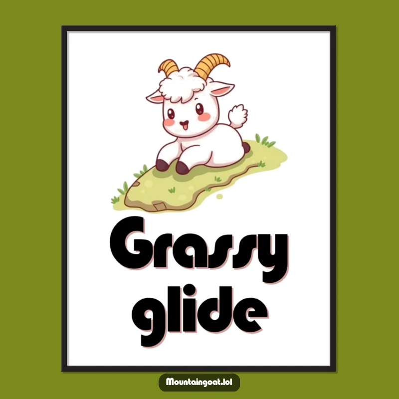 Funny Kawaii Goat Sliding Digital Art: Energetic Wall Decor