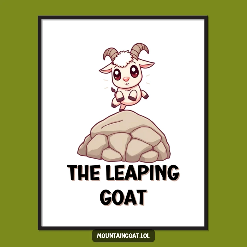 Funny Cute Goat Leaping Digital Print: Instant Whimsical Decor for Cheerful Spaces