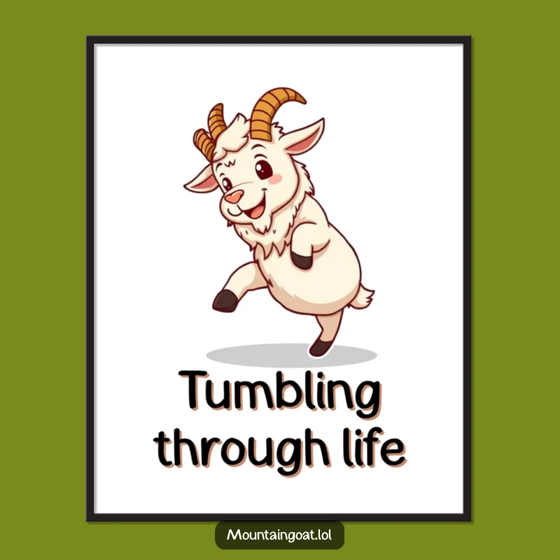 Funny Mountain Goat Digital Art: Instant Download of Whimsical Acrobatics and Humor