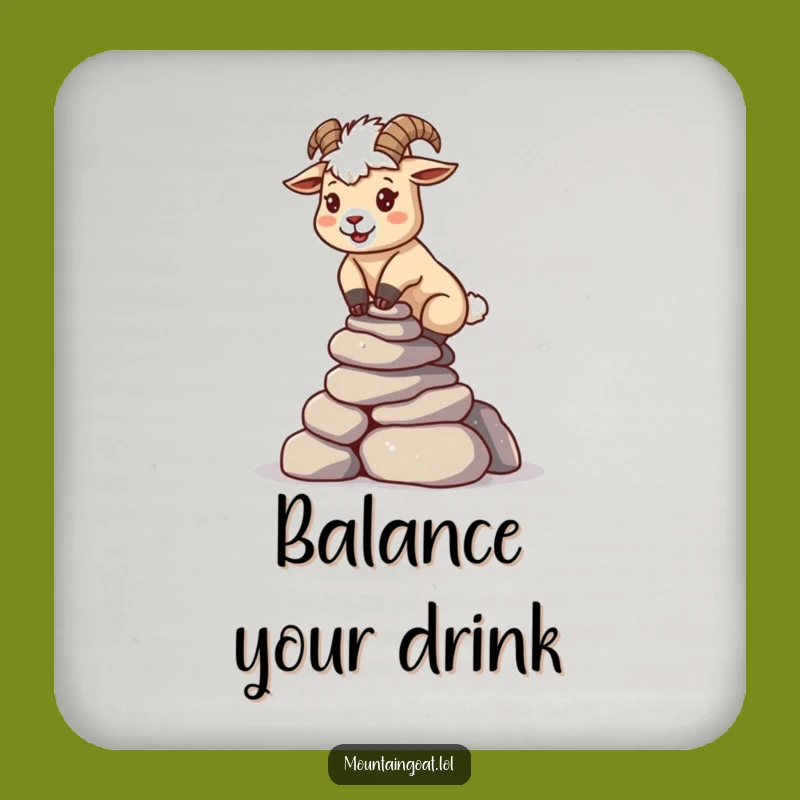 Funny Kawaii Goat Rock Balance Coaster - Protect Surfaces Focus Gift