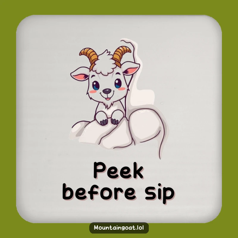 Funny Curious Goat Peeking Coasters - Protect Surfaces with Playful Humor