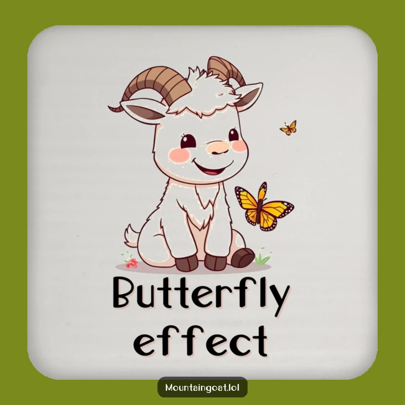 Funny Kawaii Goat & Butterfly Coaster: Protect Surfaces with Smiles