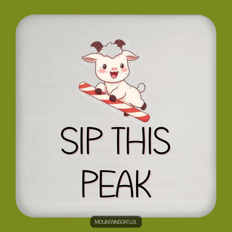 Funny Kawaii Goat Candy Cane Coaster: Protect Surfaces with Humor