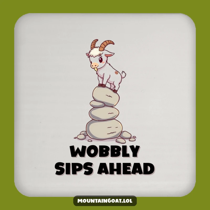 Funny Mountain Goat Drink Coaster: Wobbling Pebble Balance Goat, Humorous Table Protection