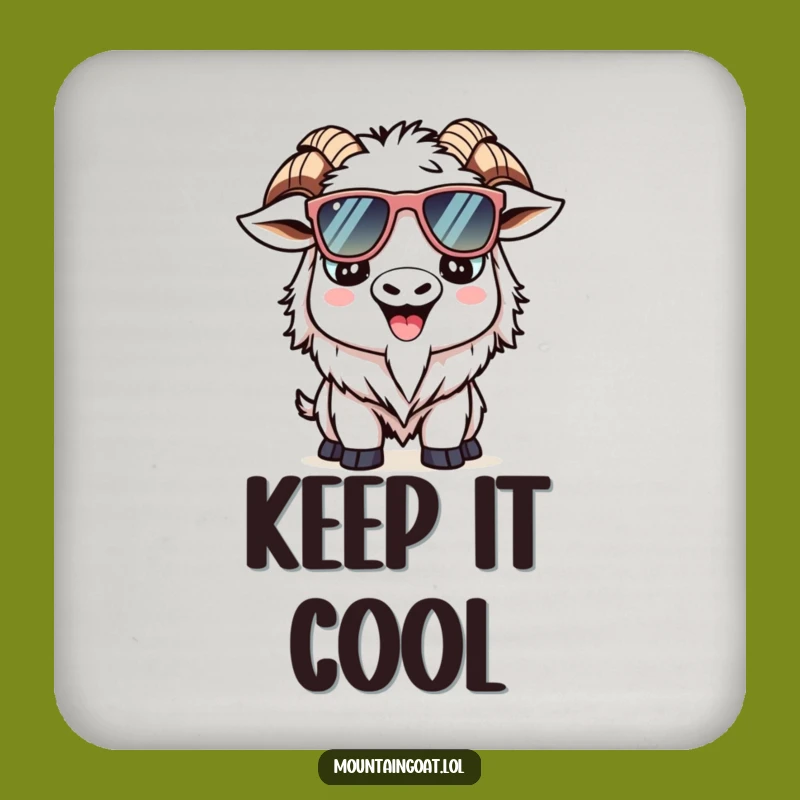 Funny Kawaii Goat Coaster Set - Cool Sunglasses Mountain Goat Protection for Tables