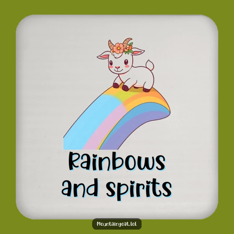 Funny Flower Crown Goat Coaster: Hilarious Protection for Your Drink