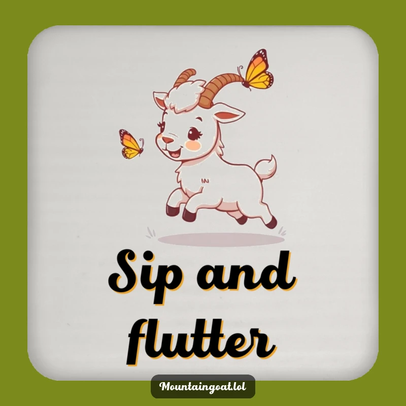 Funny Mountain Goat Butterfly Coaster - Protect Surfaces with Playful Charm