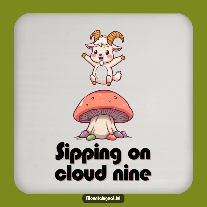 Funny Mountain Goat Mushroom Coaster - Protect Surfaces with Playfulness