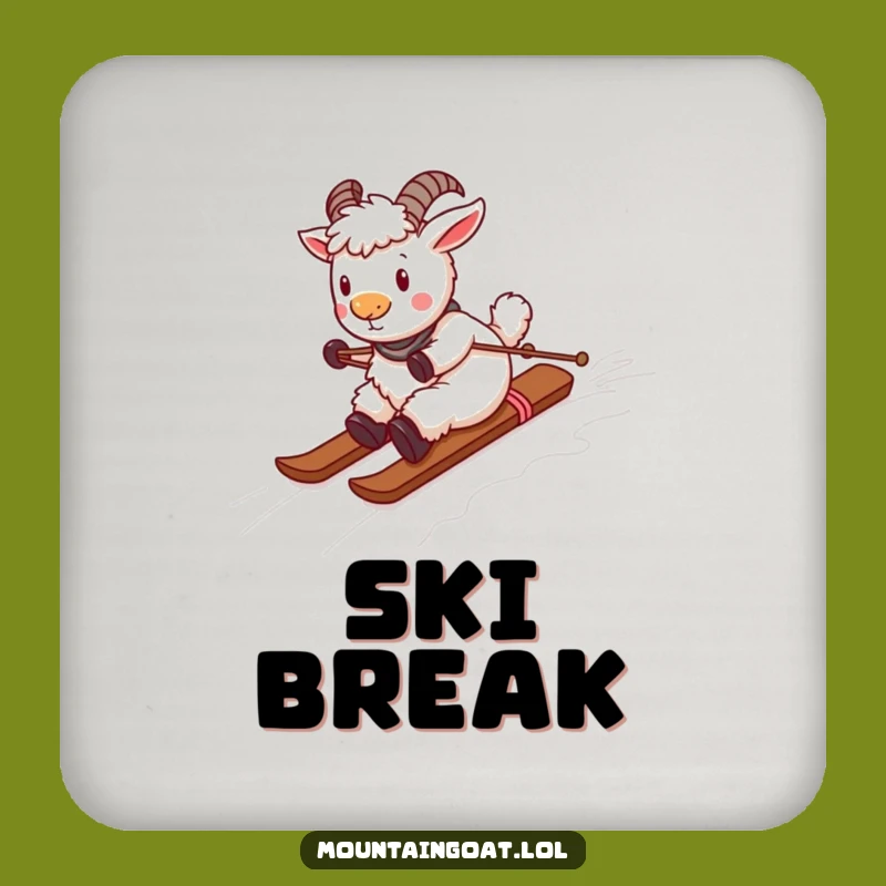 Funny Playful Goat Yarn Ski Drink Coaster - Protect Surfaces