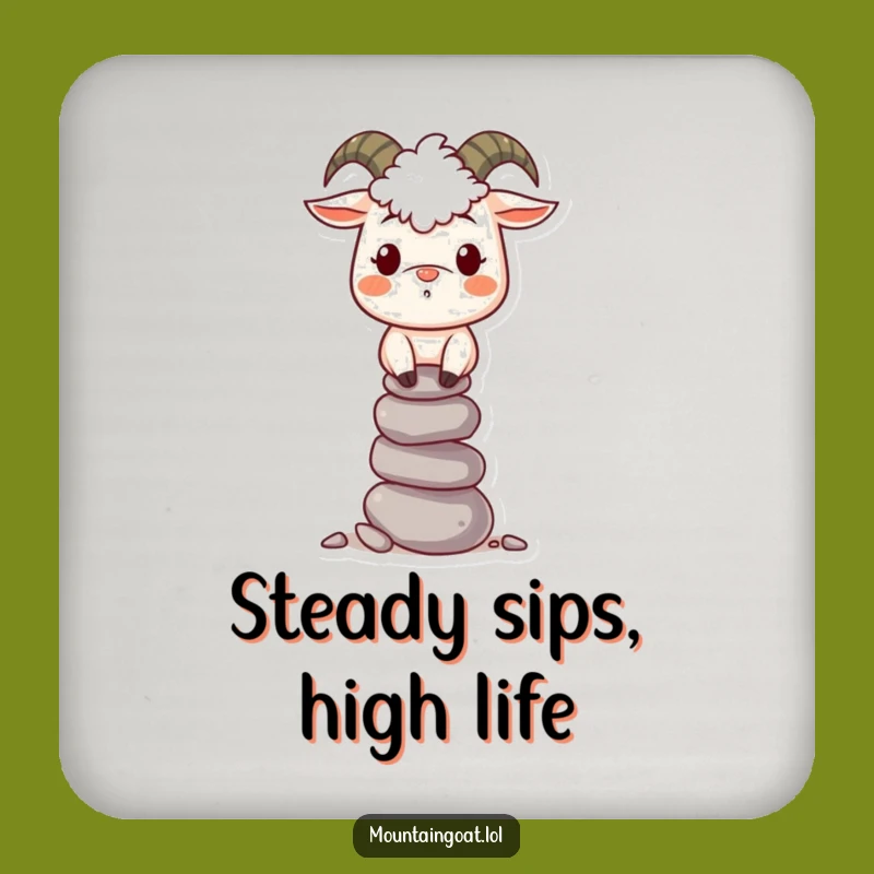 Protective Funny Mountain Goat Pebble Coaster - Fun Goat Drink Gift!
