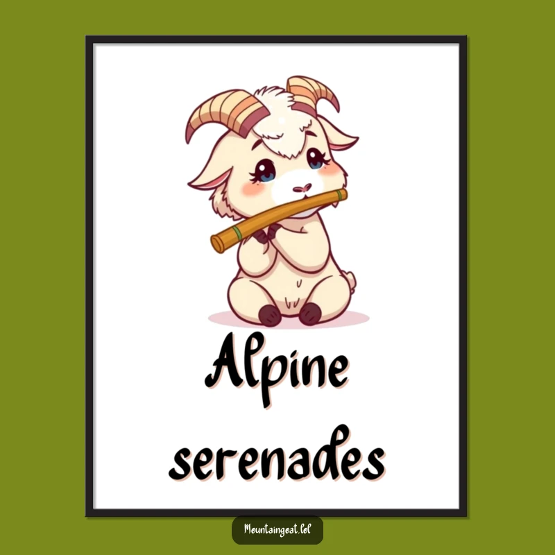Funny Mountain Goat Flute Poster: Whimsical Art for Music Lovers!
