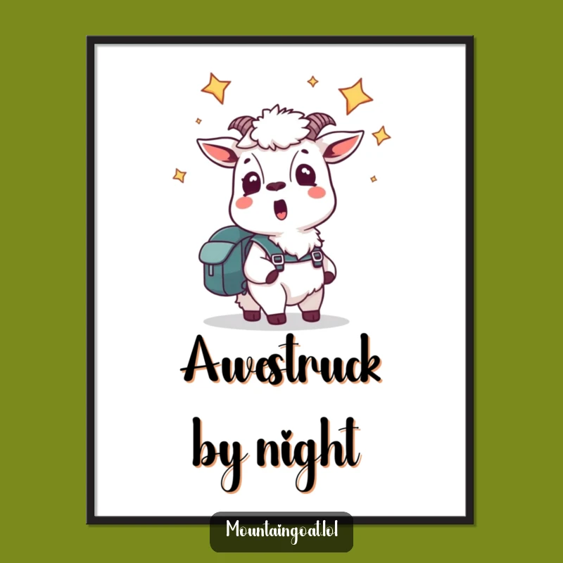 Funny Startled Goat Star Poster - Whimsical Cosmic Wall Art, Humor Gift