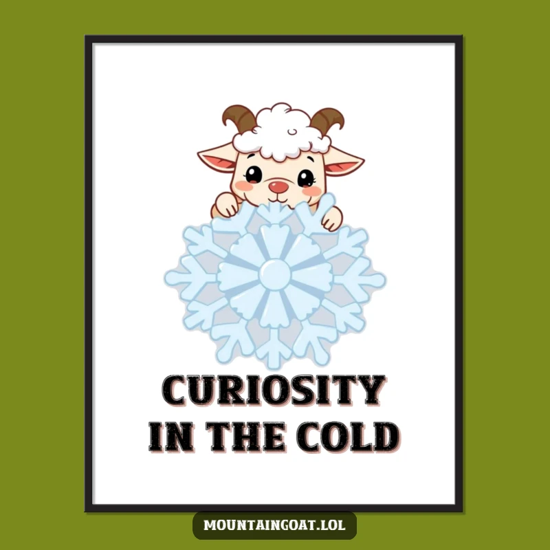 Funny Kawaii Goat Snowflake Poster: Curious Winter Art For Your Wall Gift