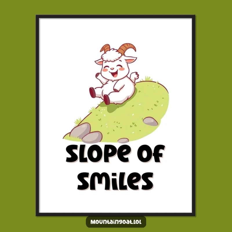 Funny Joyful Goat Poster - Playful Slider Animal Art Print Gift