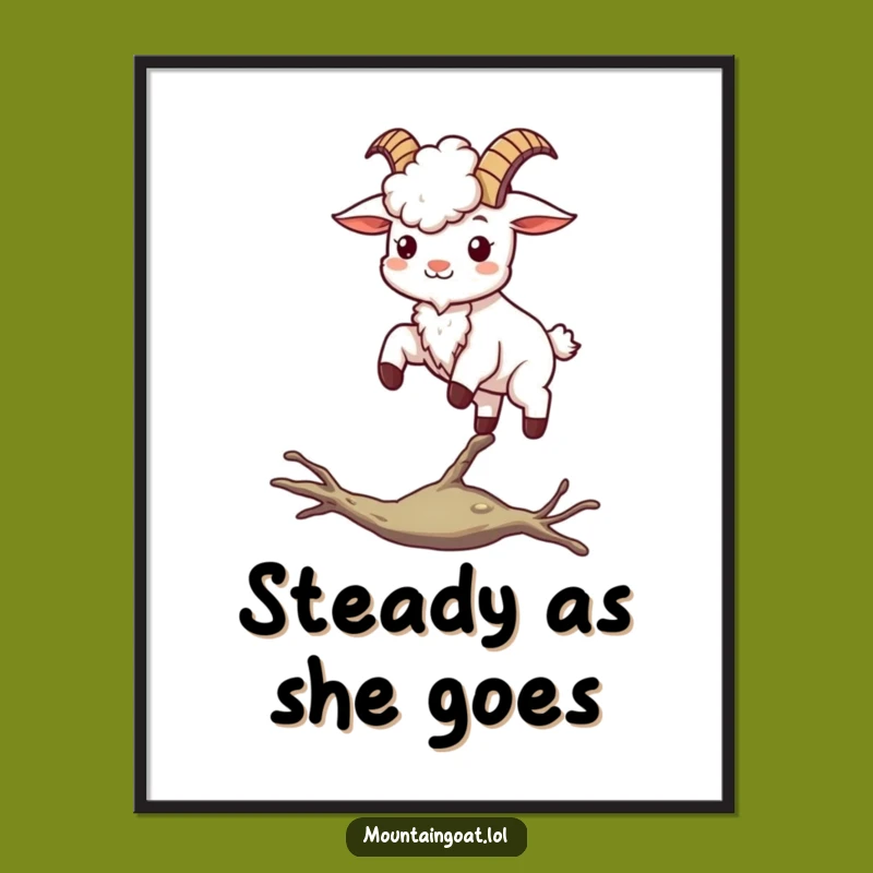 Funny Kawaii Goat Balancing Poster: Inspiring Wall Art