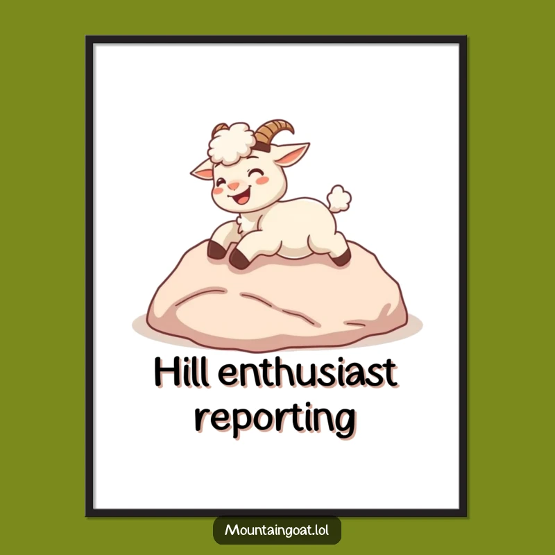 Funny Kawaii Goat Poster: Rolling with Laughter Art, Whimsical Funny Gift Decor