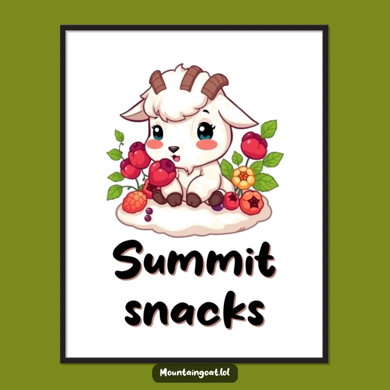 Funny Mountain Goat Berry Poster: Nature Art, Gift
