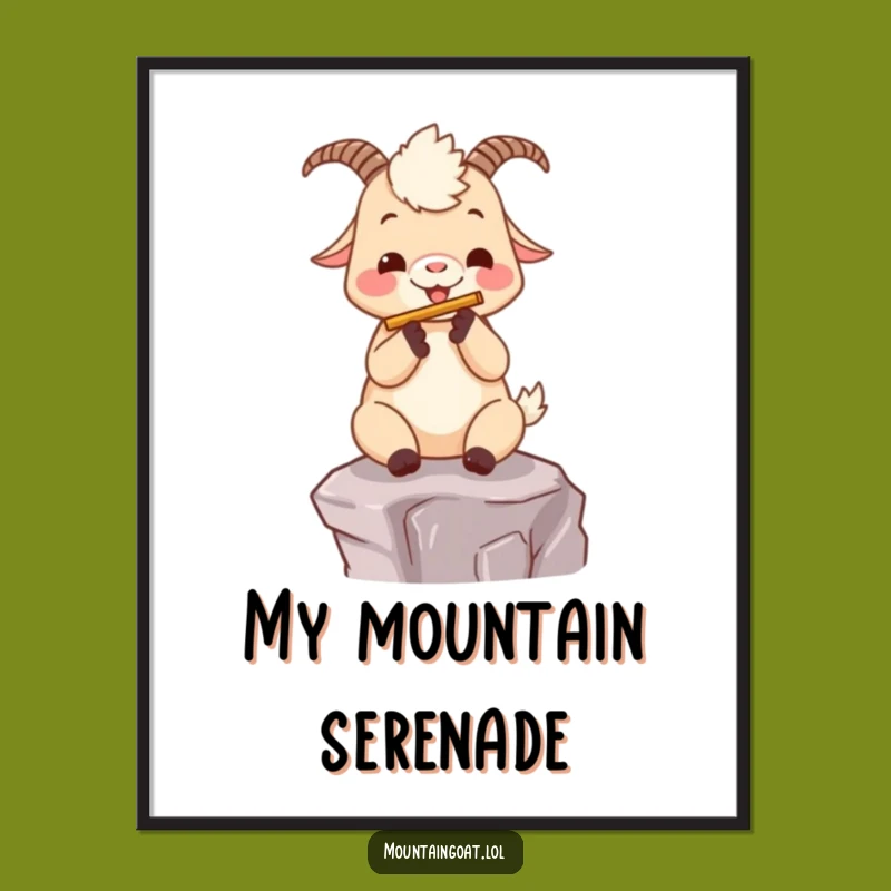 Funny Kawaii Goat Flute Player Poster - Musical Wall Art Gift