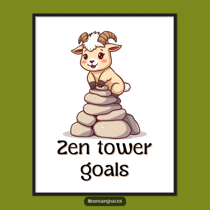 Funny Kawaii Goat Rock Balance Poster - Motivational Wall Art Gift