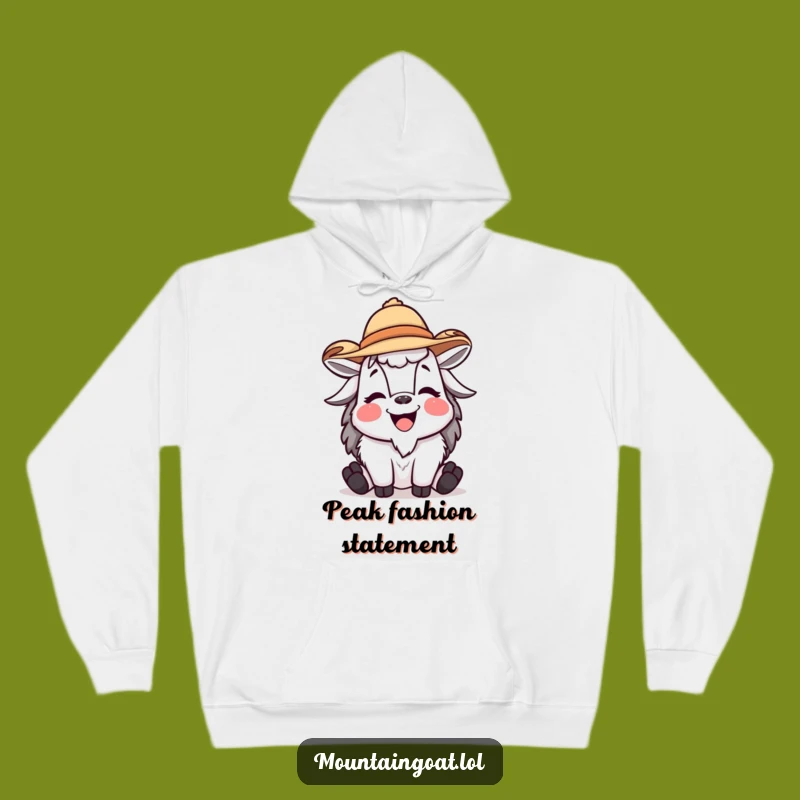 Cozy Funny Mountain Goat Hoodie Laughing with Hat - Warm Gift for Goat Enthusiasts