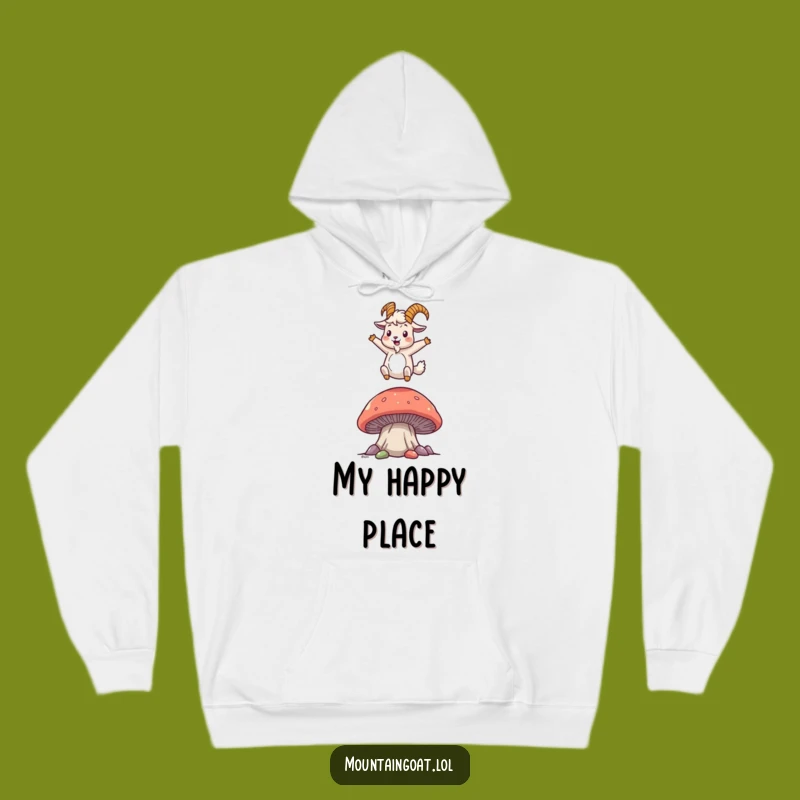 Cozy Funny Mountain Goat Mushroom Hoodie - Warm Wear for Joyful Goat Fans