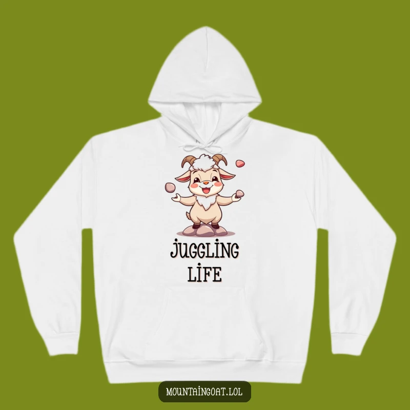 Funny Joyous Goat Pebble Juggling Hoodie - Cozy & Cheerful