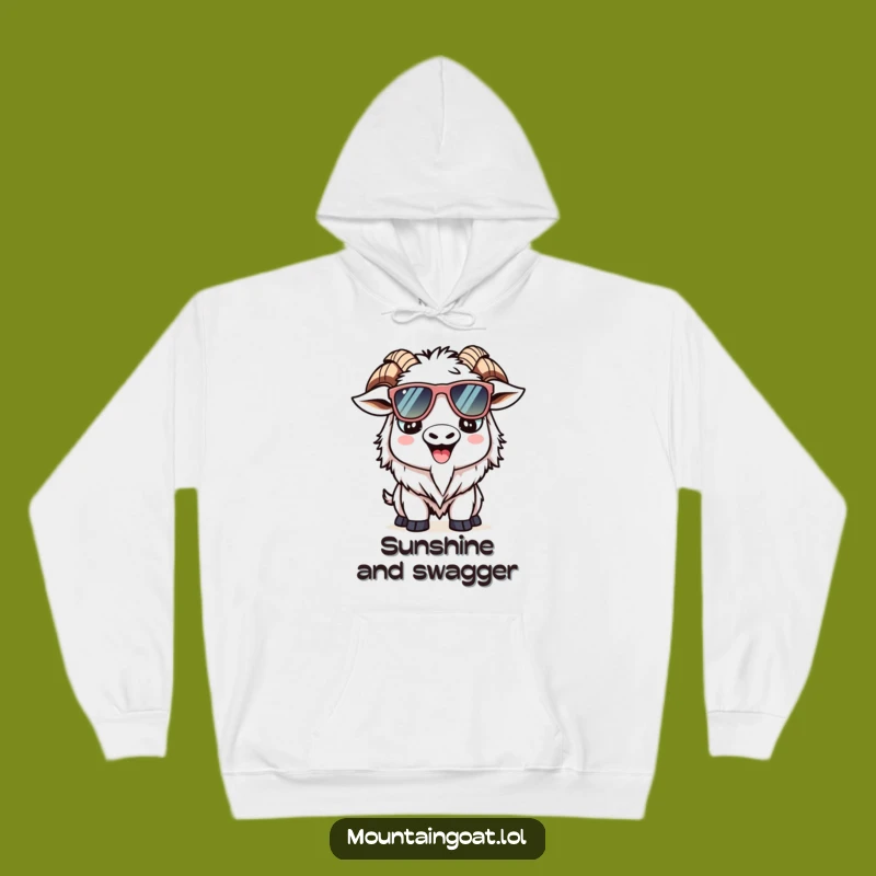 Funny Kawaii Goat Hoodie - Cozy Sunglasses Mountain Goat Apparel for Chill Days