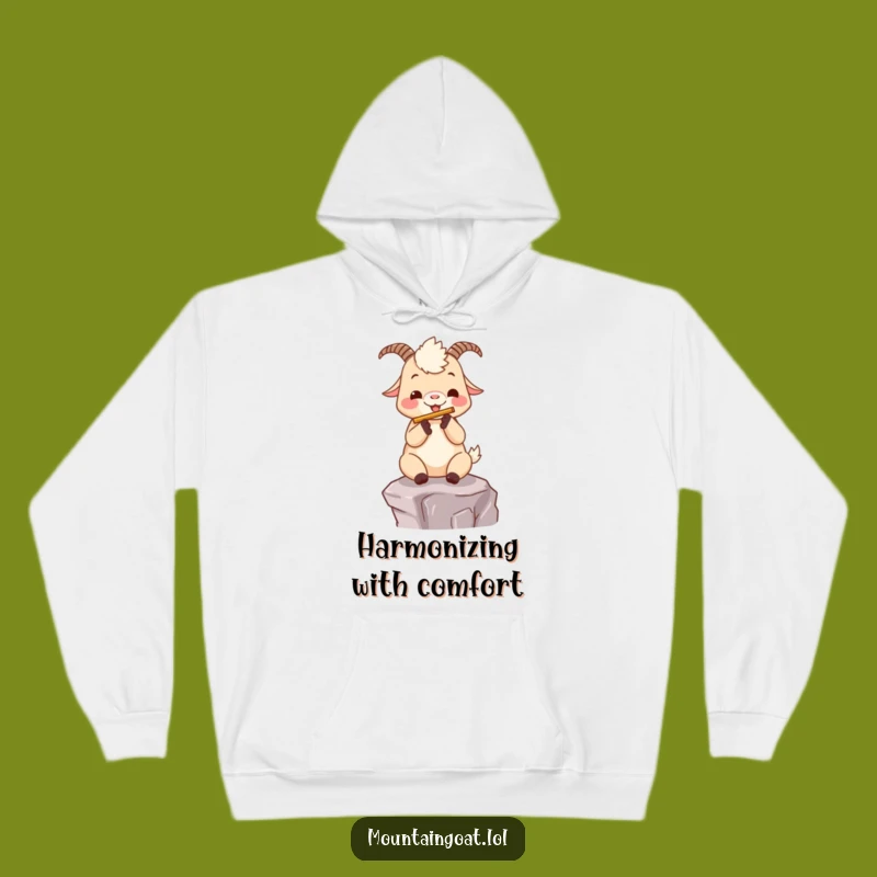 Cozy Funny Kawaii Goat Flute Player Hoodie - Warm Musical Humor Gift