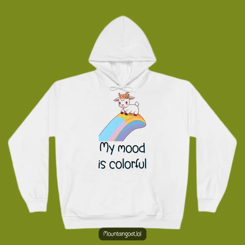 Funny Flower Crown Goat Hoodie: Cozy and Hilarious Rainbow Vibes Apparel