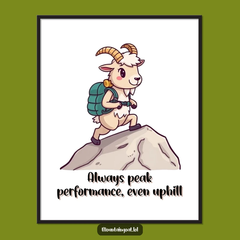 Free Printable Wall Art: Confident Goat Hiker, Funny Downloadable Art Decor