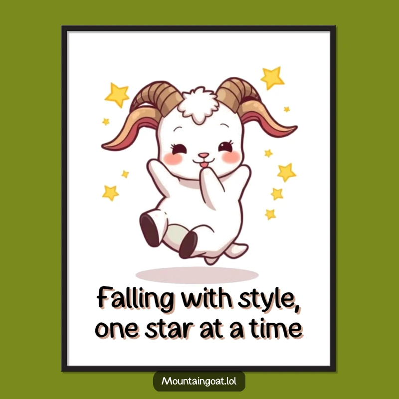 Free Printable Wall Art: Hilarious Falling Goat, Quirky Downloadable Decor, Funny Art Gift