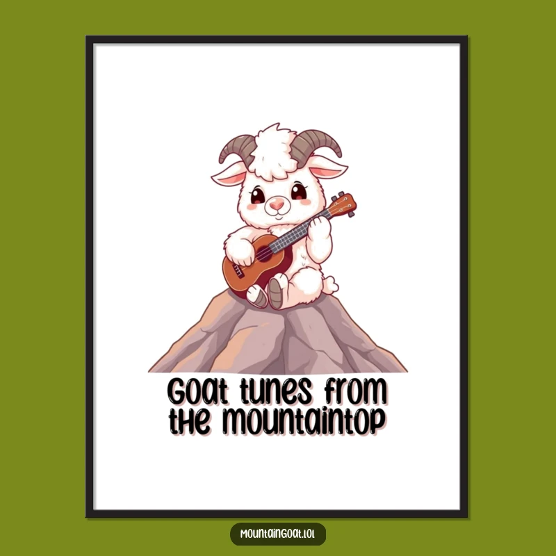 Fluffy Goat Playing Ukulele Free Printable Wall Art Decor