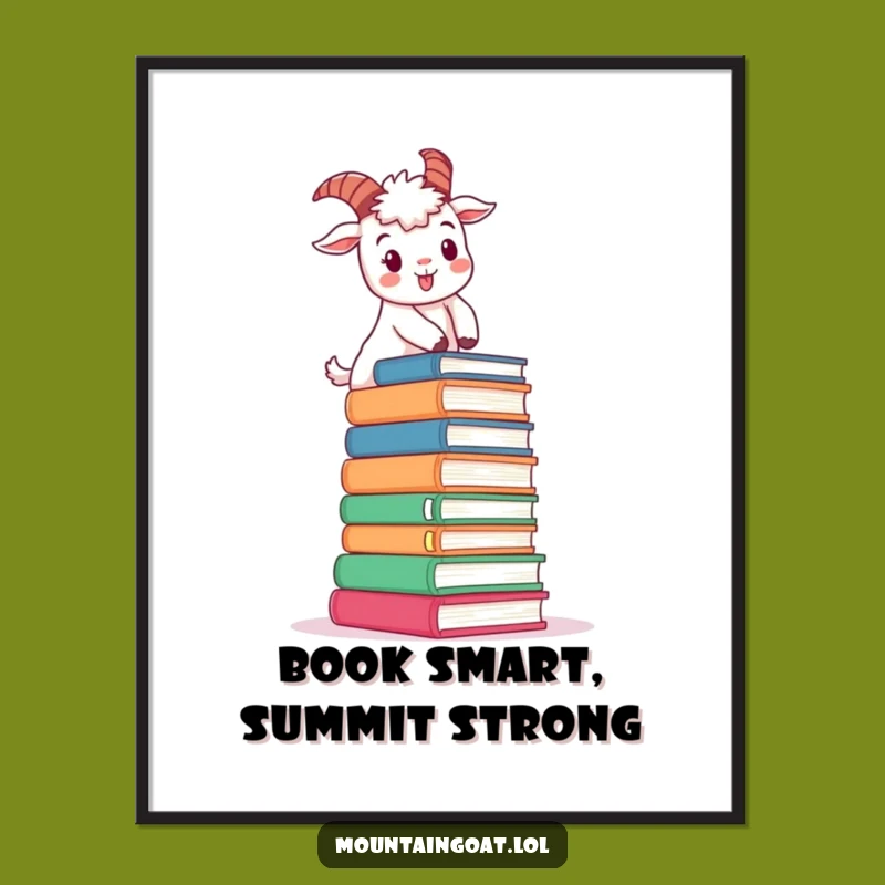 Free Printable Book Climbing Goat Wall Art: Hilarious Downloadable Decor for Book Lovers