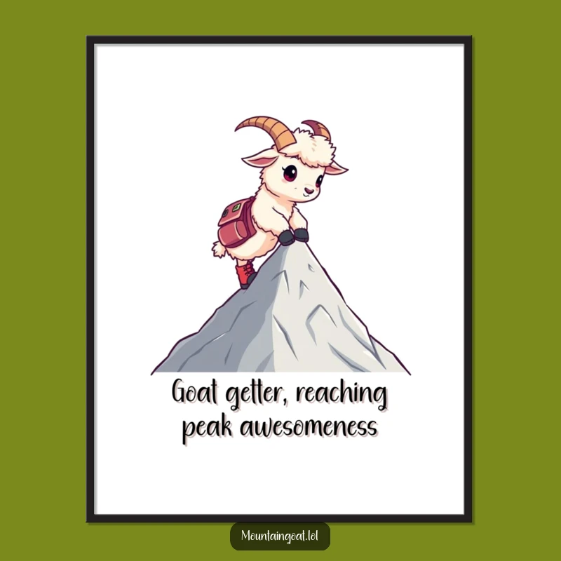 Free Printable Mountain Goat Peak Wall Art: Kawaii Boots Downloadable Decor