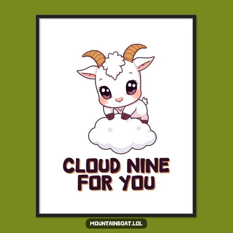 Free Printable Wall Art: Goat Over the Cloud - Whimsical Downloadable Decor