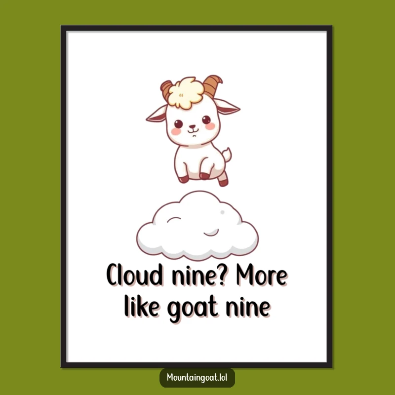 Funny Free Printable Kawaii Goat Wall Art: Cheerful Leaping Downloadable Art for Your Space