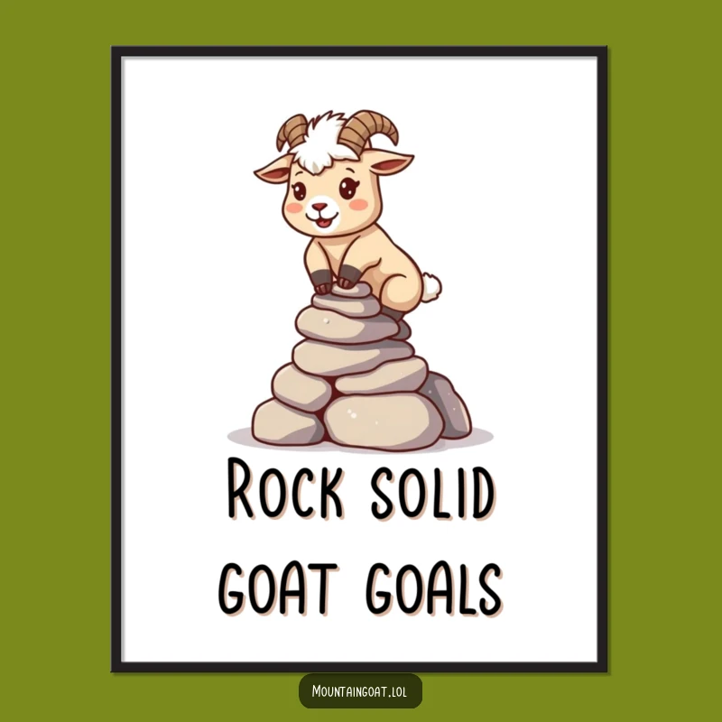 Funny Free Printable Kawaii Goat Wall Art: Determined Balancing Downloadable Art