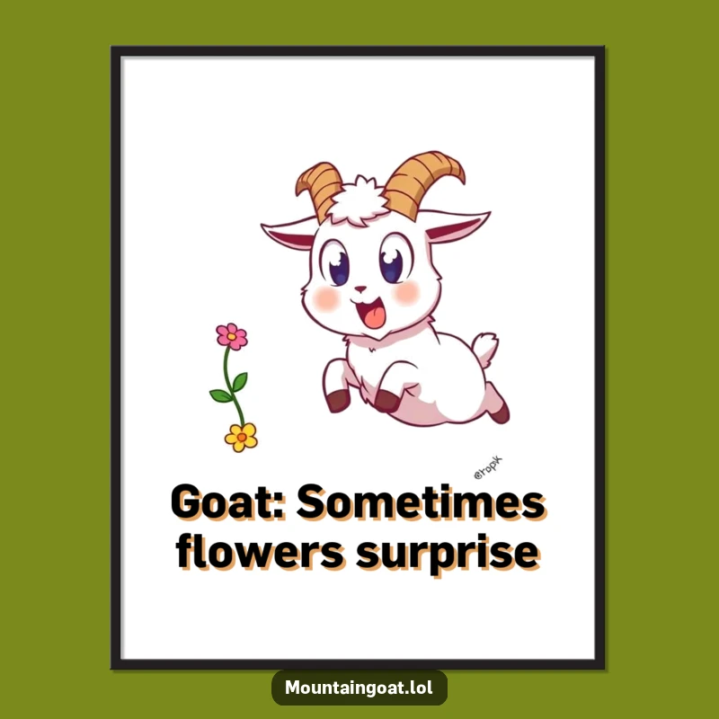Free Printable Startled Goat Wall Art: Hilarious Flower Drop Decor