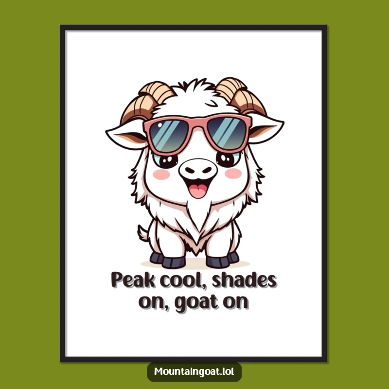Cool Kawaii Goat Wall Art: Sunglasses Free Printable Downloadable Decor for Happy Spaces