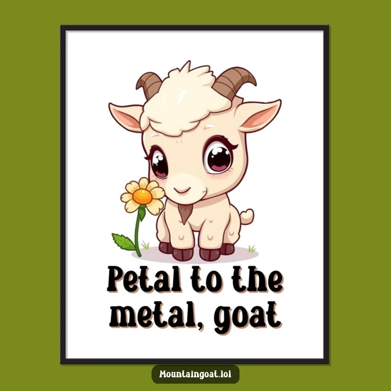 Funny Free Printable Kawaii Goat Wall Art: Curious Sniffing Downloadable Nature Art