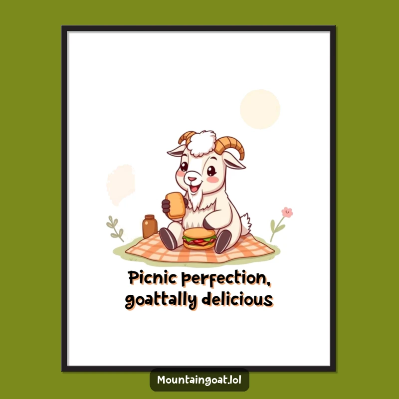 Free Printable Wall Art: Funny Goat Picnic Sandwich Art Downloadable Decor
