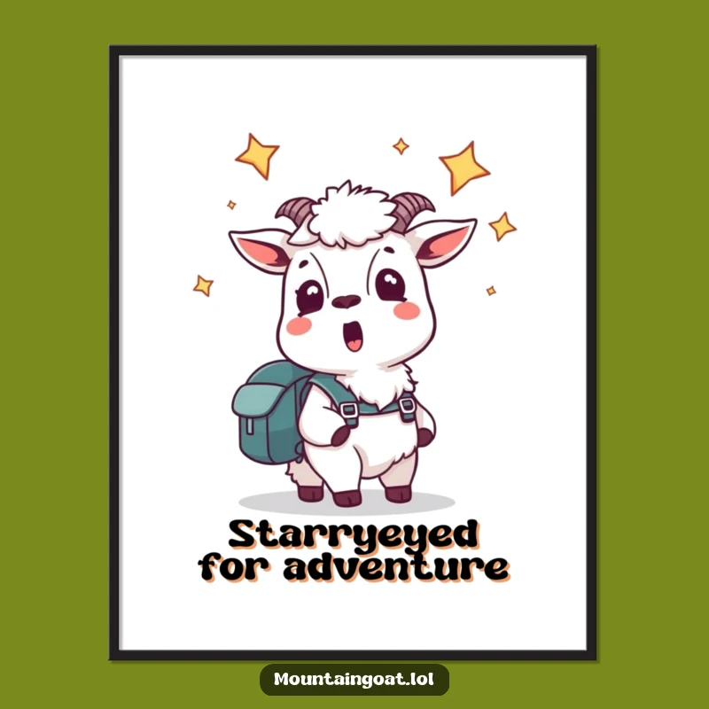 Funny Free Printable Wall Art: Starstruck Goat Backpack Downloadable