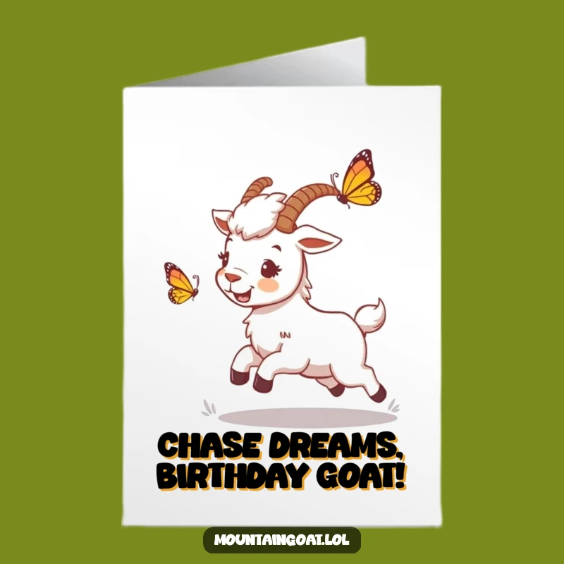 Free Printable Birthday Card: Chasing Goat, Funny Fun Downloadable DIY Gift