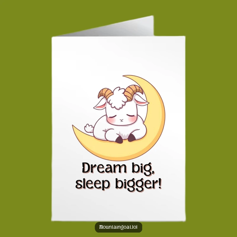 Free Printable Birthday Card: Sleepy Goat Moon Nap Funny Downloadable Gift