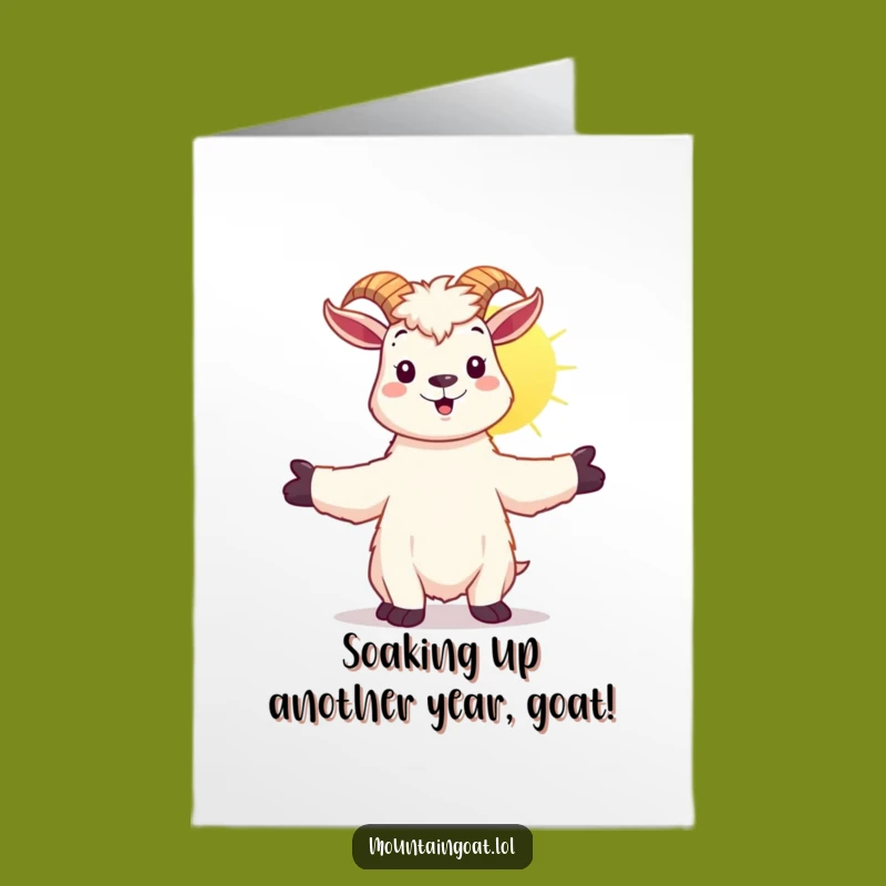 Free Printable Birthday Card: Sunny Goat Hug - Funny Downloadable Gift