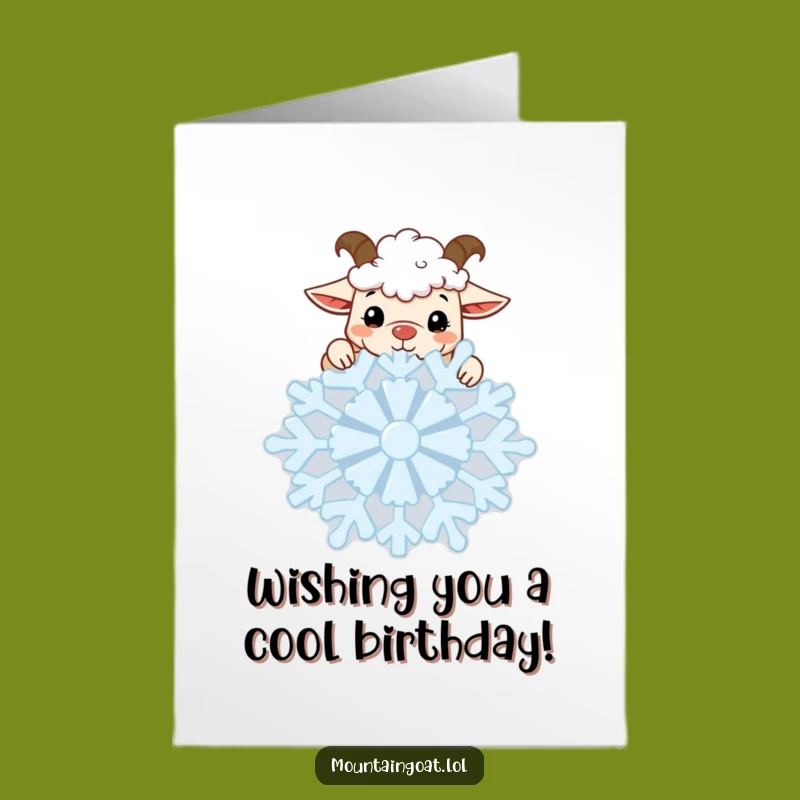 Free Printable Funny Birthday Card: Kawaii Goat & Snowflake - Hilarious Gift