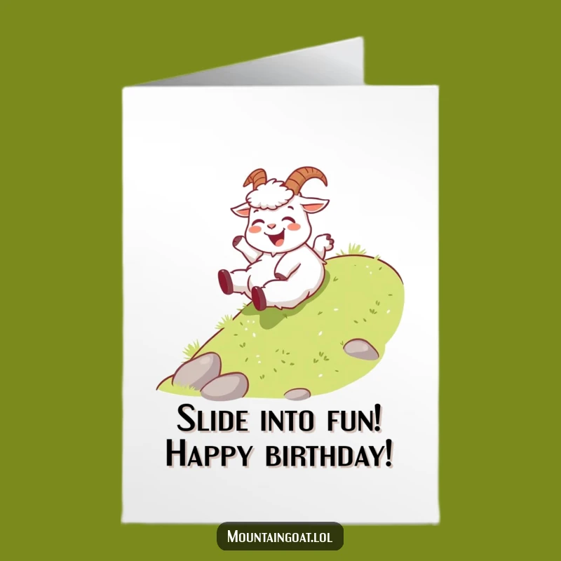 Free Printable Joyful Goat Birthday Card: Funny Sliding Fun Downloadable Gift