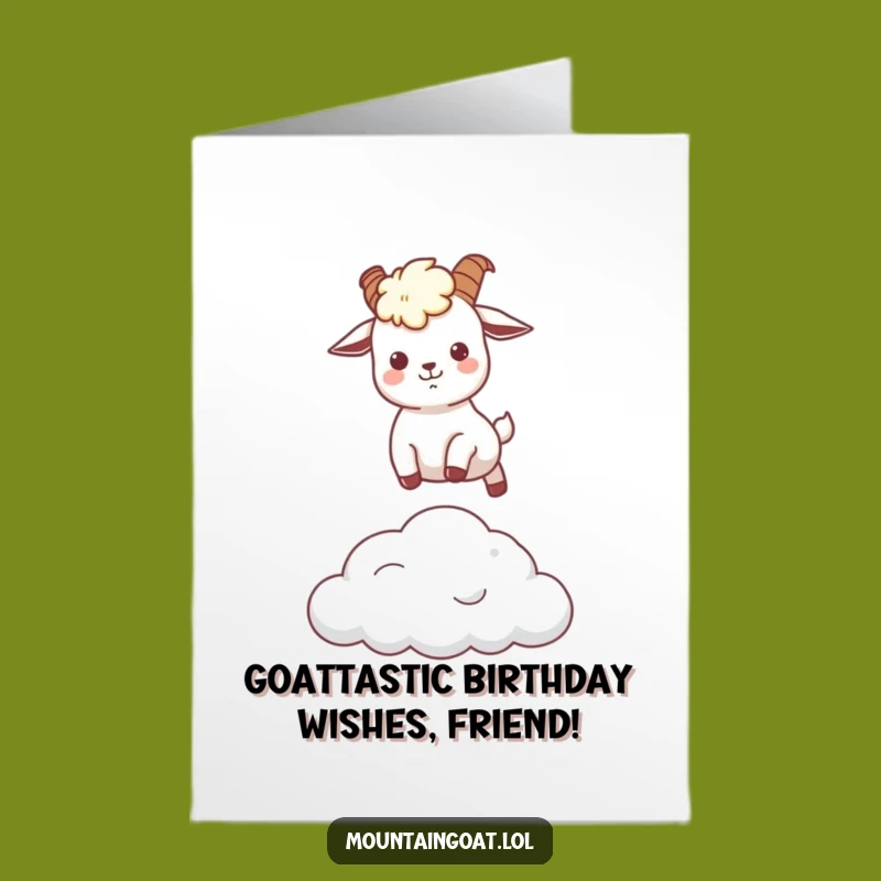Free Printable Kawaii Goat Birthday Card: Funny Leaping Downloadable Gift for Her