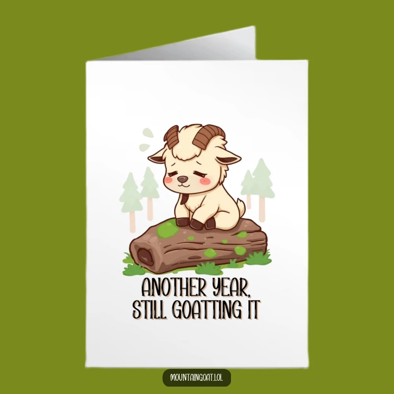 Free Printable Relaxed Goat Birthday Card - Funny Downloadable Gift for Peaceful Celebrations